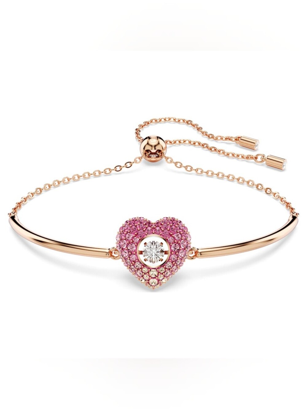 Swarovski Idyllia Heart Adjustable Bracelet – Pink, Rose Gold Tone